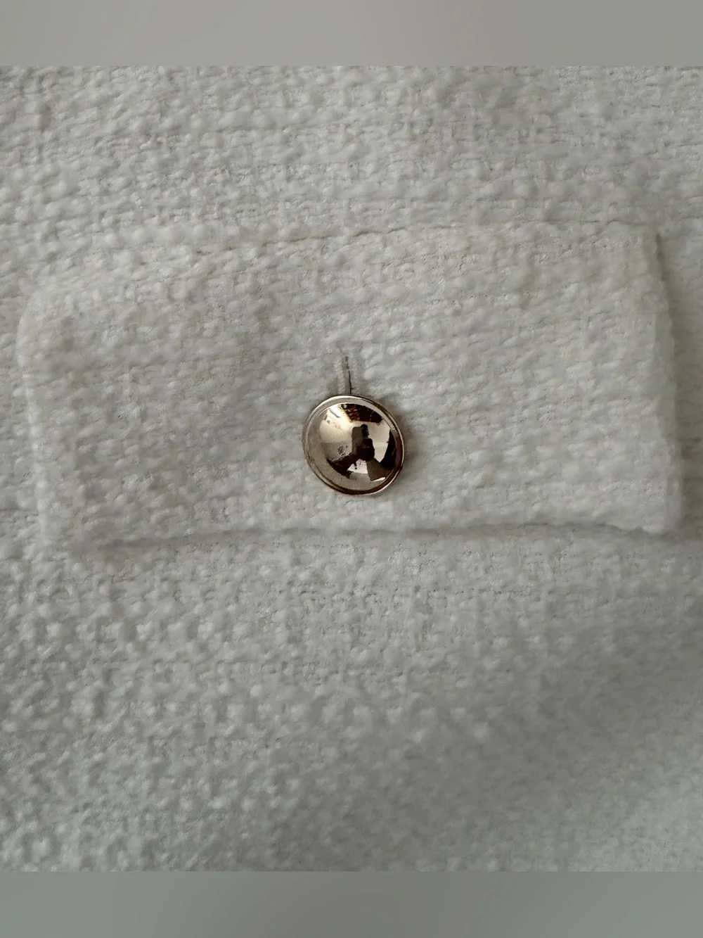 Ann Taylor Ivory White Boucle Button-Front Cropped Blazer Jacket Gold Button NWT